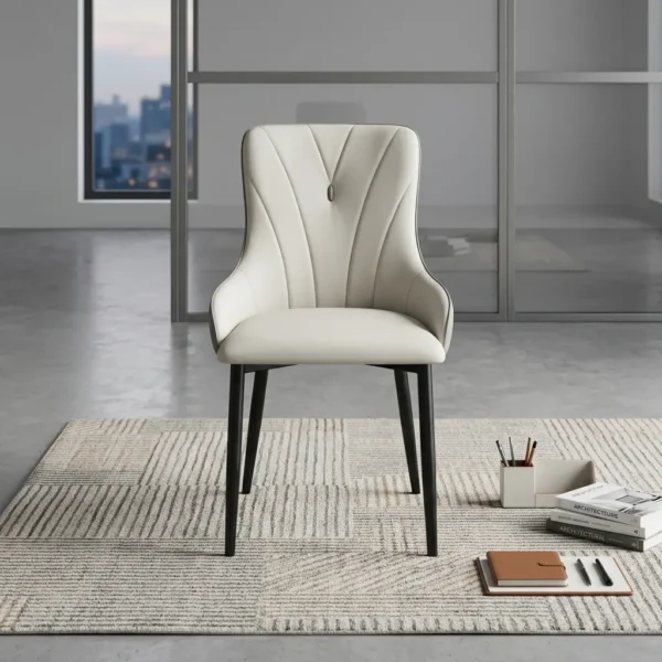 Cream Leather Dining Chair Enhance your dining space with this Cream Leather Dining Chair, designed to combine modern elegance, exceptional comfort, and lasting durability. It is an excellent choice for dining rooms, kitchens, restaurants, cafés, hotels, apartments, and contemporary living spaces. Its sophisticated cream leather finish adds warmth and style while creating a welcoming atmosphere for family meals and entertaining guests. Crafted from premium-quality materials with a sturdy reinforced frame, this cream leather dining chair is built for everyday use. As a result, it delivers dependable performance and long-lasting value for both residential and commercial settings. Comfortable Seating The chair features a generously padded seat and supportive backrest filled with high-density foam for superior comfort. Consequently, users can enjoy relaxed seating during meals, conversations, or social gatherings. Additionally, the ergonomic backrest provides excellent support, helping maintain a comfortable sitting posture. The spacious seat offers ample room, making it suitable for extended dining and everyday use. Durable Construction This leather dining chair is built with a heavy-duty frame that provides excellent strength and stability. The premium leather upholstery resists everyday wear while maintaining its elegant appearance. Moreover, the reinforced legs ensure reliable support, making the chair suitable for regular family use and busy commercial environments. The smooth leather surface is easy to clean, allowing spills and stains to be wiped away quickly with minimal effort. Elegant Modern Design Its stylish cream finish complements dining tables, marble tables, wooden tables, kitchen furniture, and contemporary interiors. As a result, it blends seamlessly into both modern and classic décor styles. Furthermore, the neutral colour creates a bright, sophisticated look that enhances the overall appearance of your dining space. Whether used at home or in a commercial setting, this chair combines style with everyday practicality. Key Features Premium cream leather dining chair Comfortable padded seat Ergonomic supportive backrest High-density foam cushioning Heavy-duty reinforced frame Durable leather upholstery Easy-to-clean surface Suitable for residential and commercial use Benefits Provides comfortable dining seating Enhances interior décor Supports proper sitting posture Offers long-lasting durability Ideal for dining rooms, kitchens, restaurants, cafés, hotels, apartments, and modern living spaces