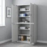 Four Door Steel Filing Cabinet Organize your workplace with this Four Door Steel Filing Cabinet, designed to provide secure storage, spacious organization, and dependable durability. It is ideal for executive offices, corporate workplaces, schools, hospitals, banks, law firms, government institutions, warehouses, and home offices. Its four-door design offers generous storage space for files, folders, office supplies, books, and important business records while maintaining a neat and professional office environment. Built from premium-quality steel with a reinforced structure, this four door steel filing cabinet is designed for everyday commercial use. As a result, it delivers reliable performance and excellent long-term value for busy workplaces. Spacious Storage Capacity The cabinet features multiple shelves and large storage compartments that provide ample room for files, binders, folders, books, office equipment, stationery, and confidential business documents. Consequently, users can organize office essentials efficiently while reducing workplace clutter. Additionally, the practical interior layout allows quick access to frequently used items, improving daily workflow. Its functional design supports better organization and productivity. Secure and Reliable Storage The four-door enclosed design helps protect important documents and office supplies from dust while keeping business records neatly stored. Therefore, organizations can maintain a professional workspace and ensure essential materials remain organized and easily accessible. The sturdy doors provide dependable protection for everyday office storage needs. Strong and Durable Construction Built with reinforced steel panels and a heavy-duty frame, this steel filing cabinet provides dependable stability during frequent daily use. The powder-coated finish resists scratches, corrosion, and everyday wear while maintaining its professional appearance. Moreover, the smooth surface is easy to clean, making maintenance simple and convenient. Modern Professional Style The contemporary steel finish complements executive desks, office chairs, conference tables, workstations, and modern office furniture. As a result, it creates a coordinated and professional workspace suitable for commercial and home office environments. Key Features Premium four door steel filing cabinet Spacious storage compartments Four-door enclosed design Reinforced steel construction Adjustable internal shelves Scratch-resistant powder-coated finish Easy-to-clean surface Suitable for office use Benefits Organizes files and office supplies efficiently Maximizes office storage capacity Protects important business documents Reduces workplace clutter Complements modern office interiors Easy to clean and maintain Offers dependable long-term durability Ideal for executive offices, corporate workplaces, schools, hospitals, banks, law firms, government institutions, warehouses, and home offices.