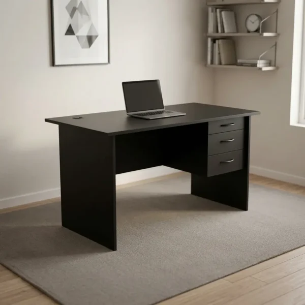 Upgrade your workspace with our 1.6m Black Executive Desk. Designed for maximum productivity, featuring integrated lockable drawers and built-in cable management to keep your setup clean and clutter-free. Modern, durable, and ready for work.